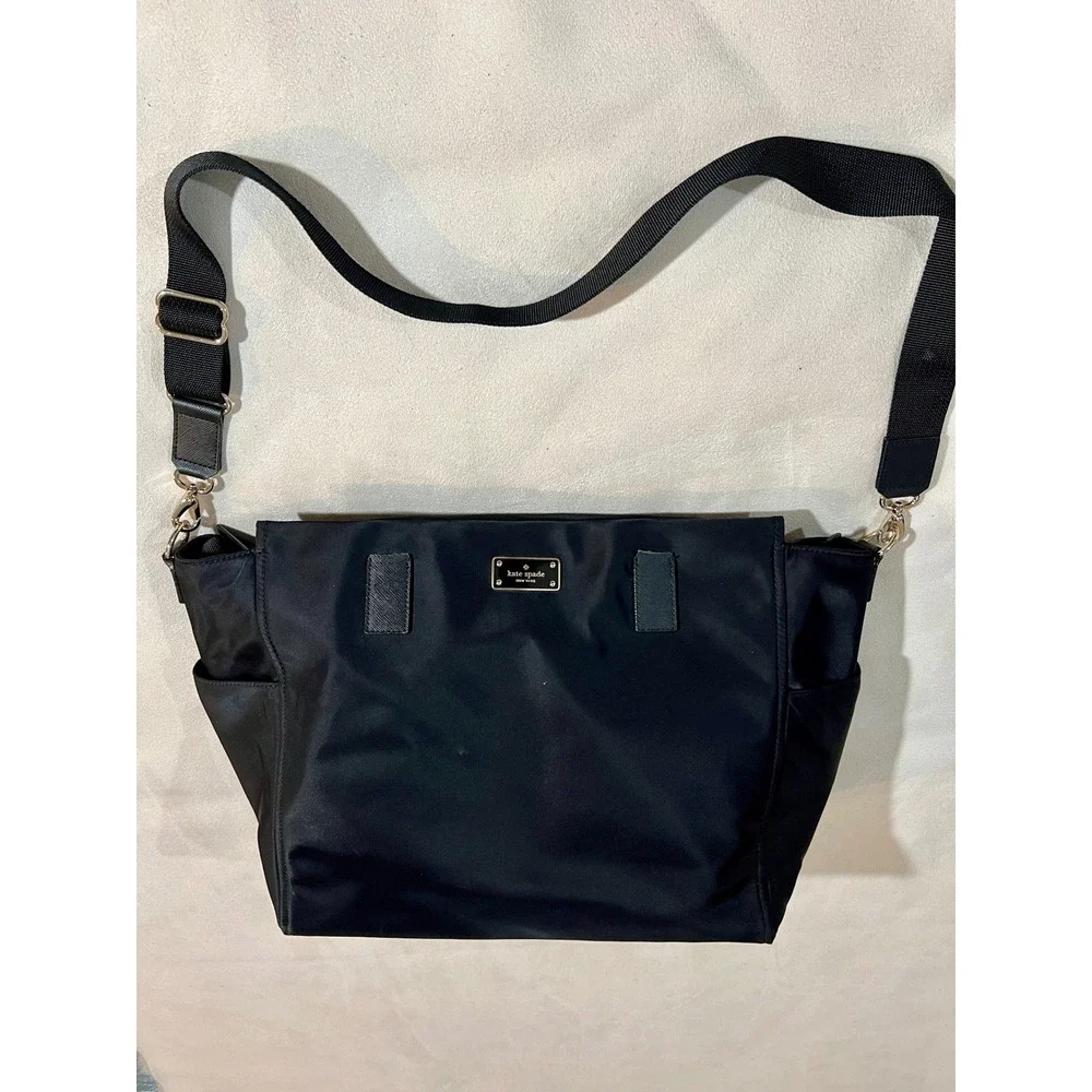 Kate Spade New York Black Nylon Diaper Bag Messenger Shoulder Bag